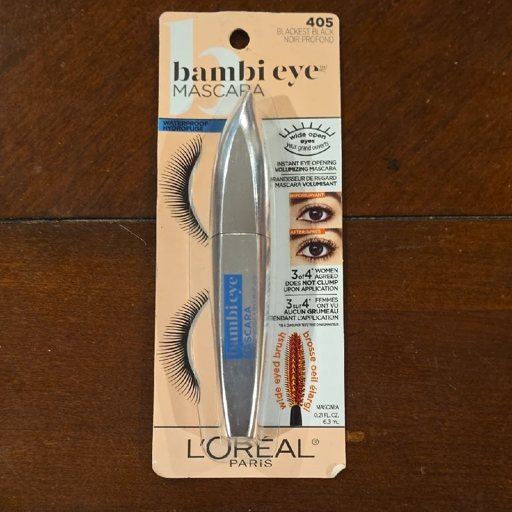 (J52) L'Oreal Bambi Eye Mascara in Blackest Black 405 Waterproof